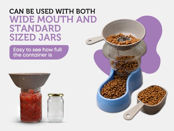 Wide Mouth Funnel with 1 Cup Measuring Scoop Set, Perfect for Use Filling Pet Food Containers and for Canning