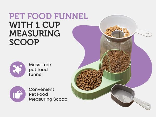 Wide Mouth Funnel with 1 Cup Measuring Scoop Set, Perfect for Use Filling Pet Food Containers and for Canning